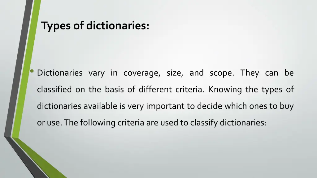 types of dictionaries