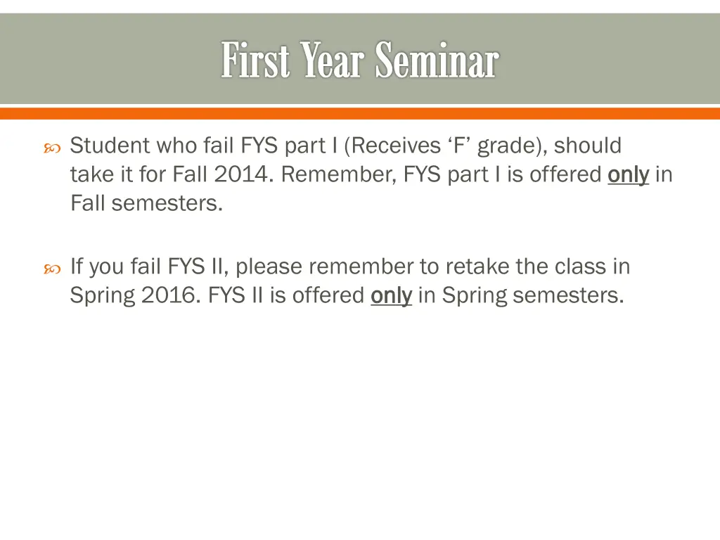 first year seminar