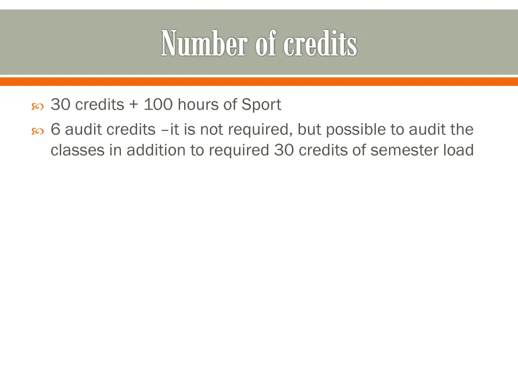 number of credits