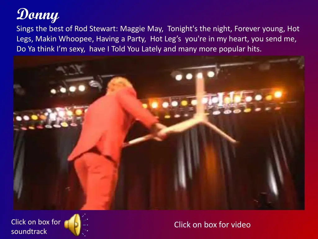 donny sings the best of rod stewart maggie