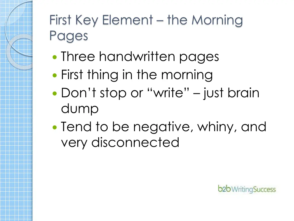 first key element the morning pages three