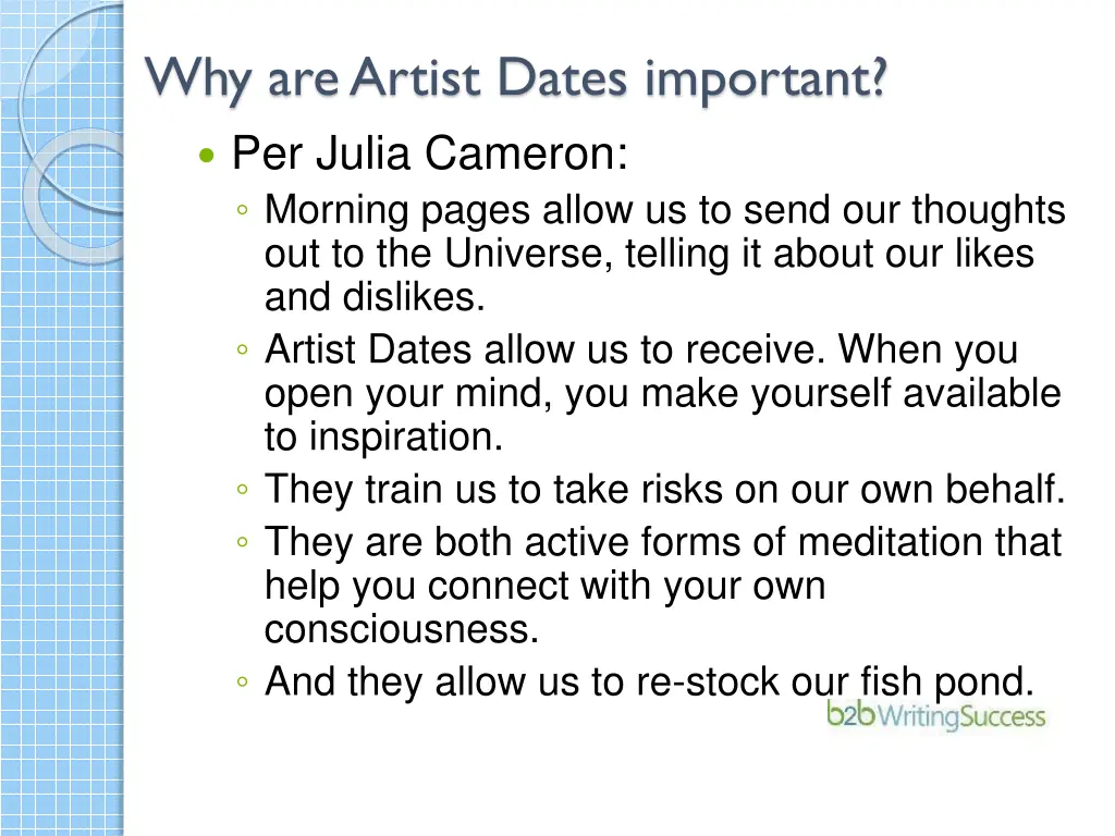 why are artist dates important per julia cameron