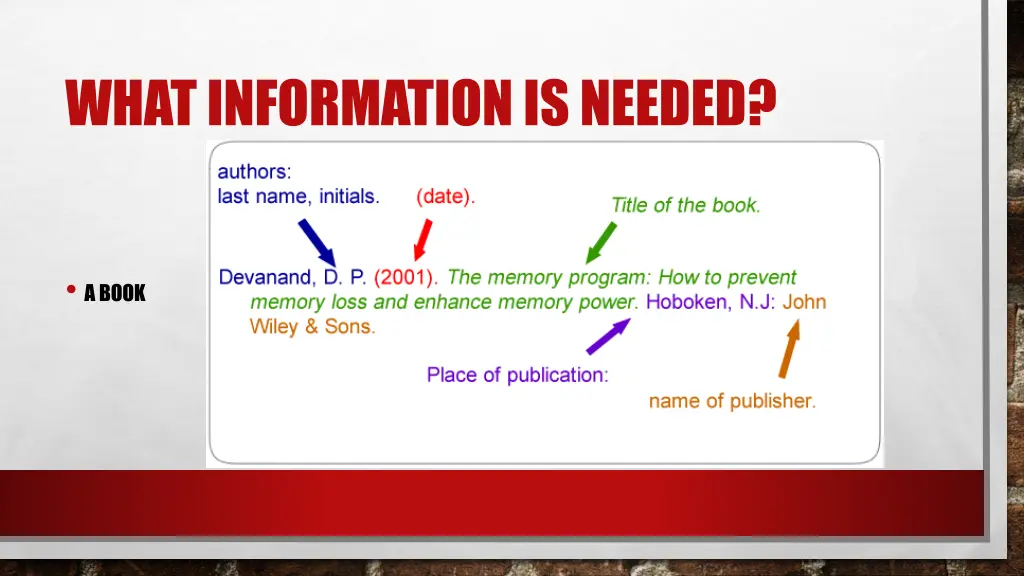 what information is needed