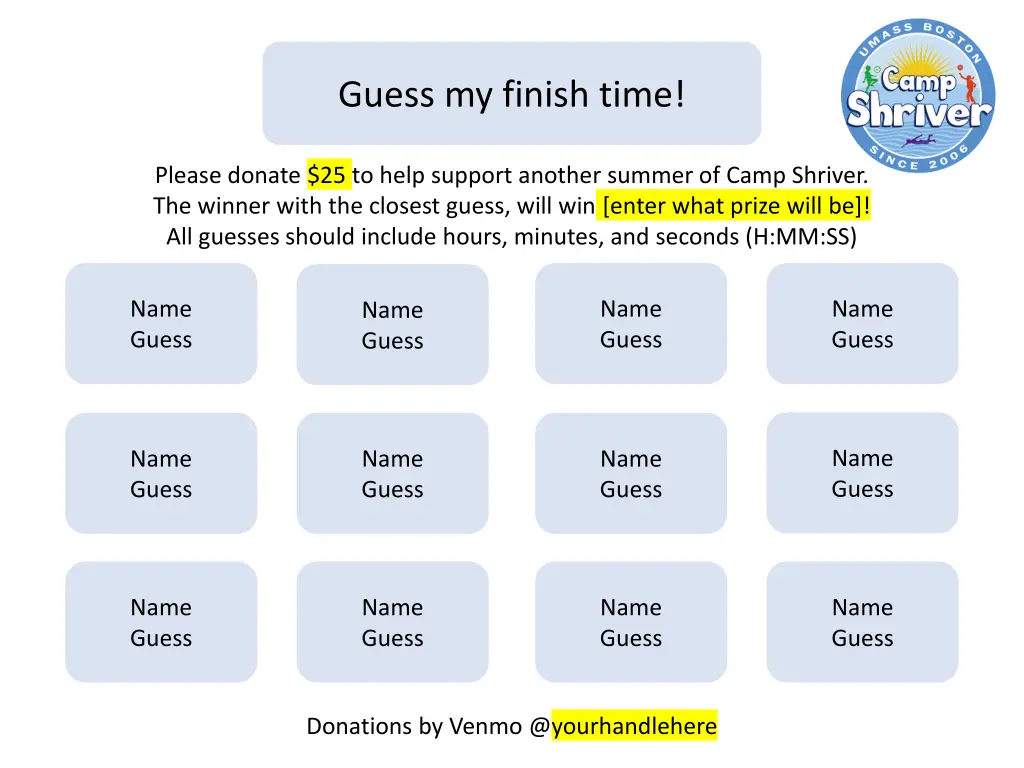 guess my finish time