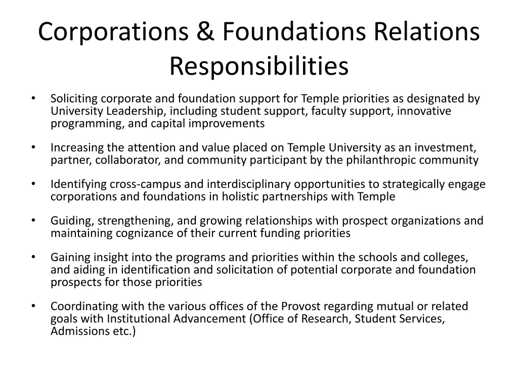 corporations foundations relations
