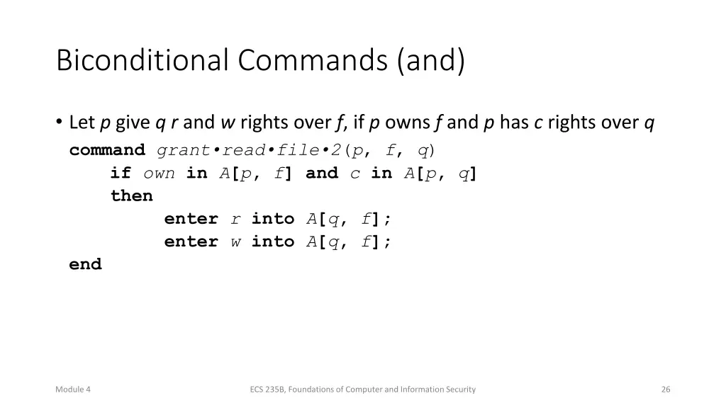 biconditional commands and