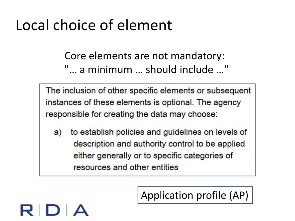 local choice of element