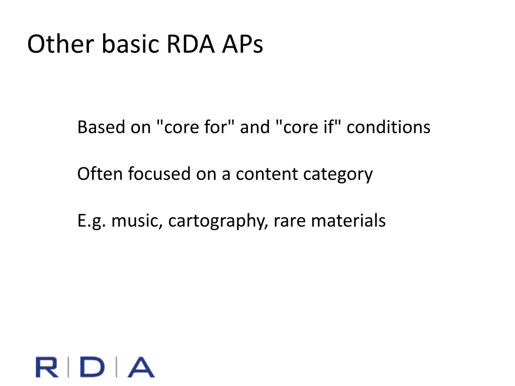 other basic rda aps