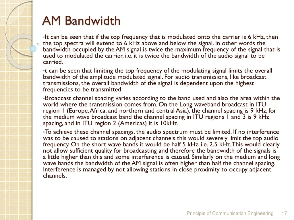 am bandwidth