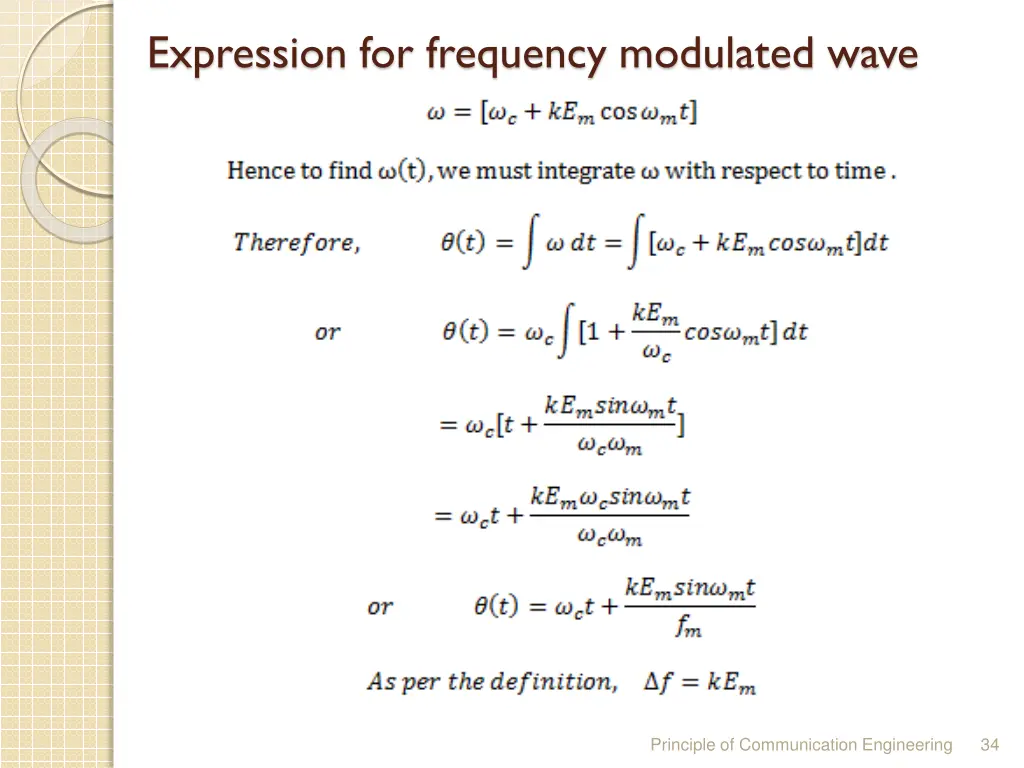 expression for frequency modulated wave