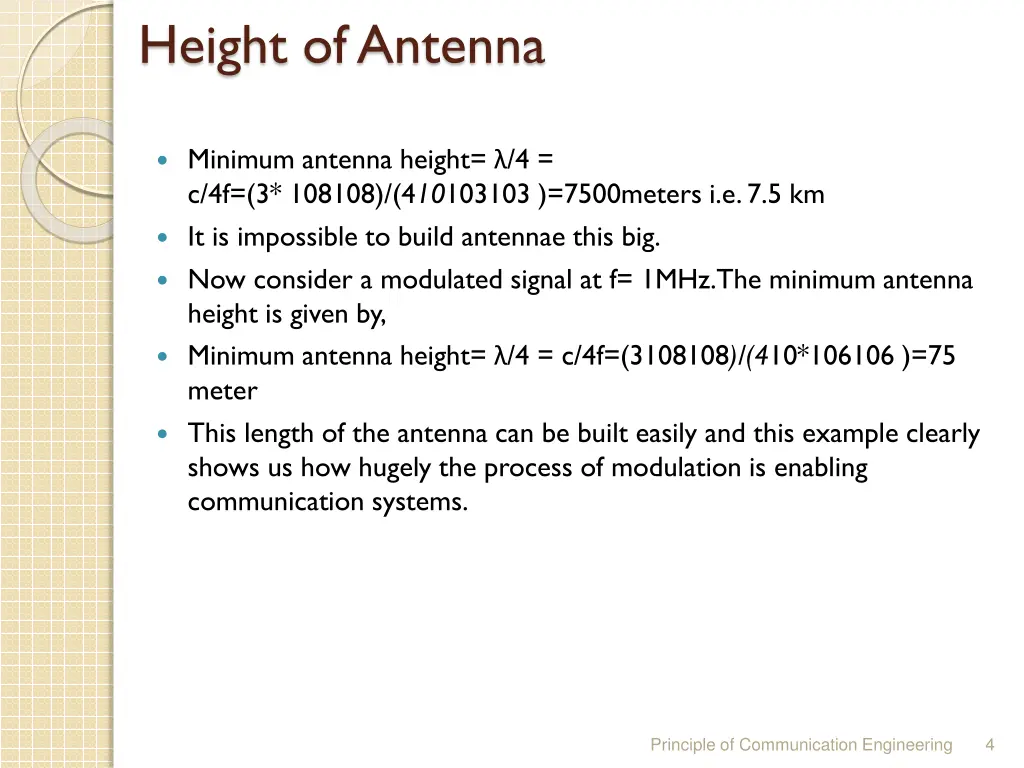 height of antenna