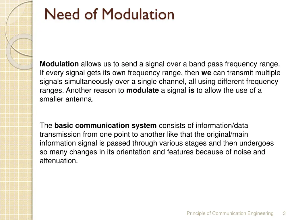 need of modulation