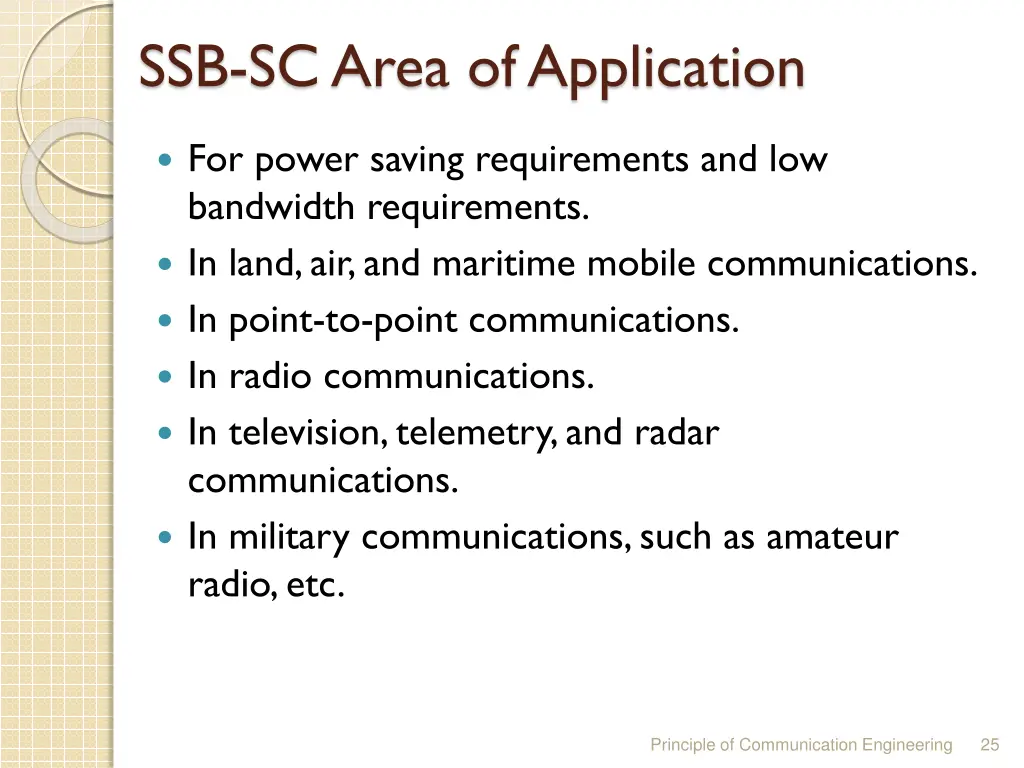 ssb sc area of application