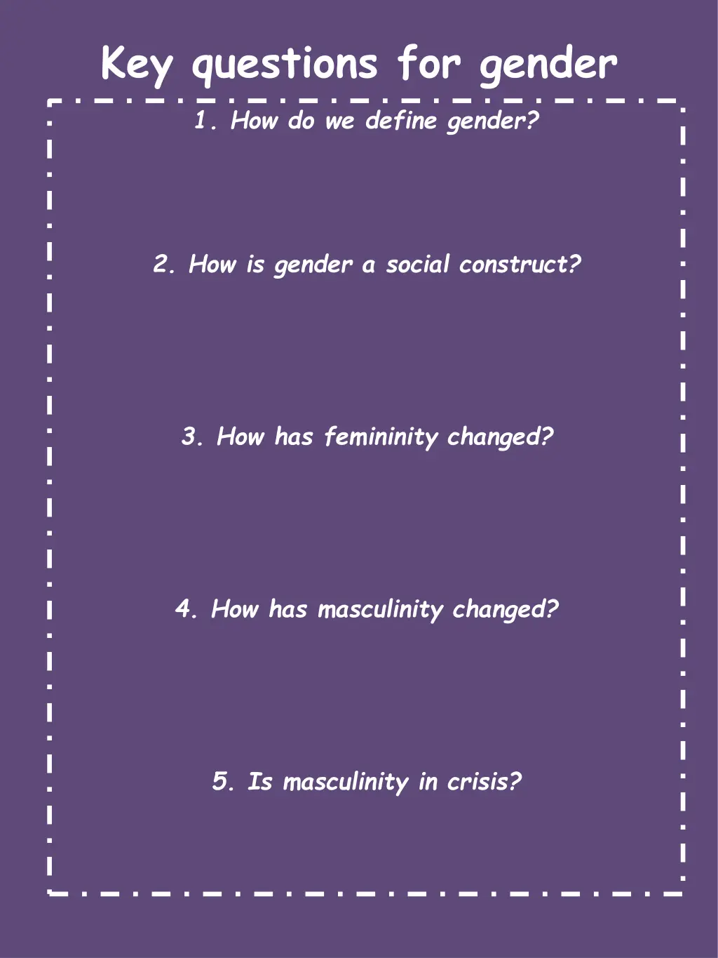 key questions for gender