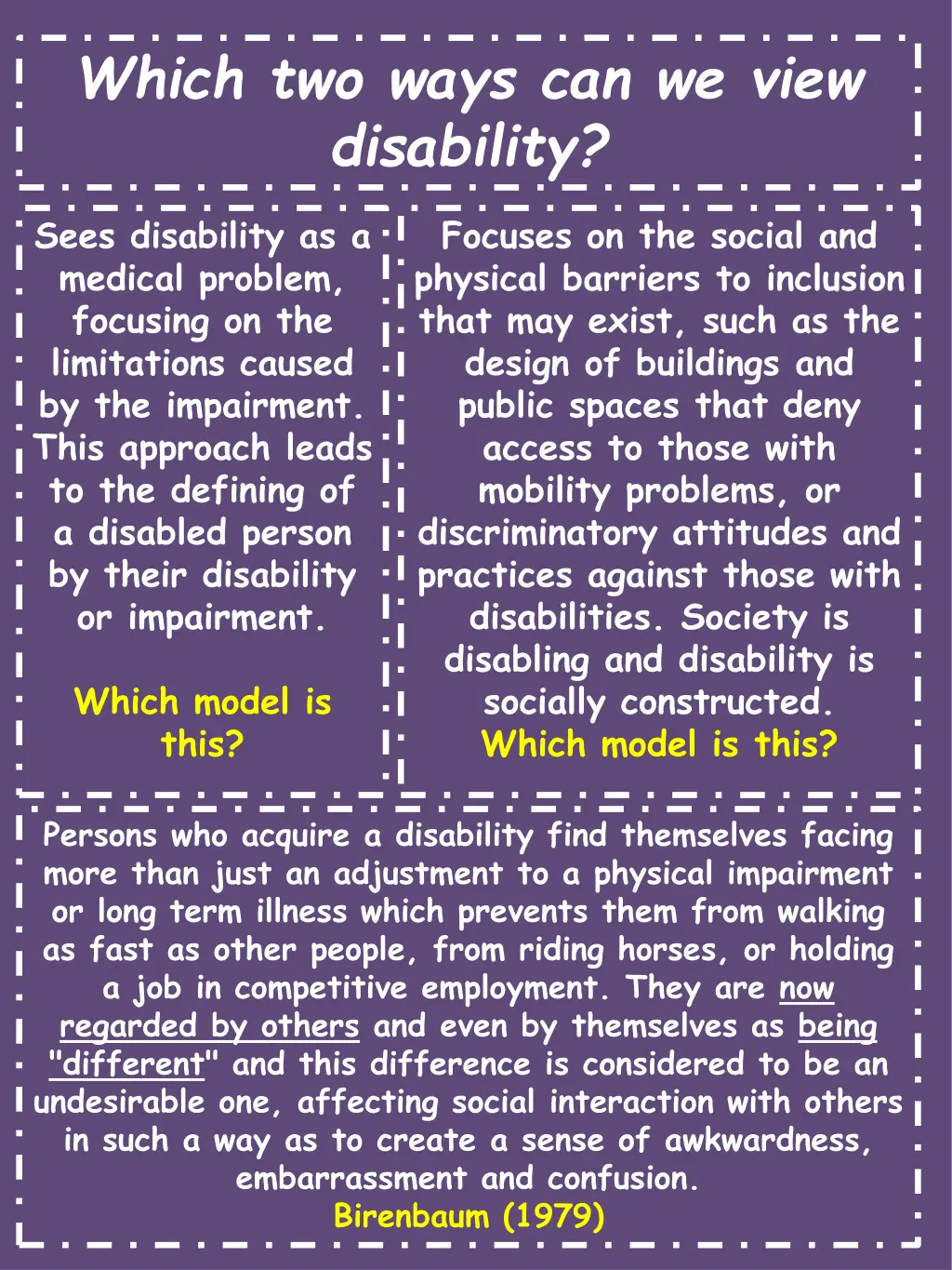 which two ways can we view disability