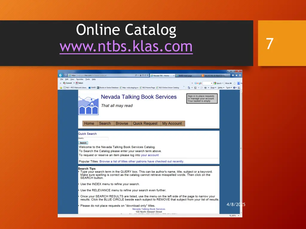online catalog www ntbs klas com
