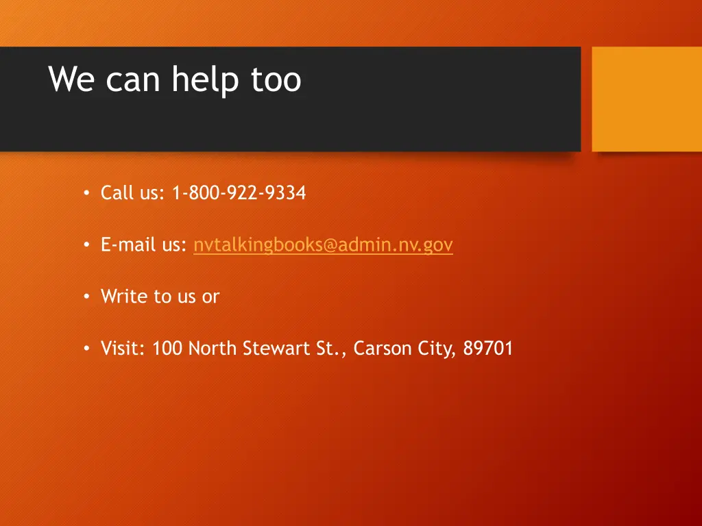 we can help too