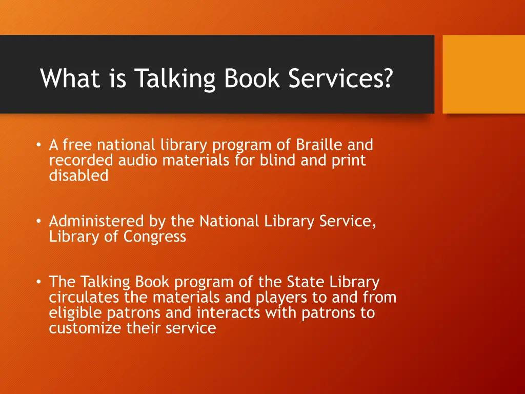 what is talking book services