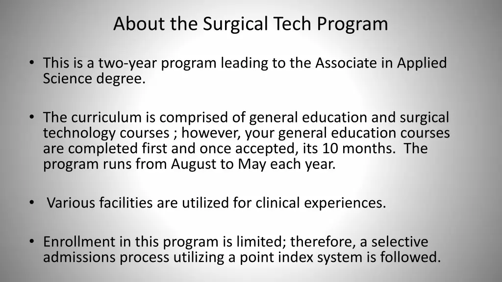 about the surgical tech program