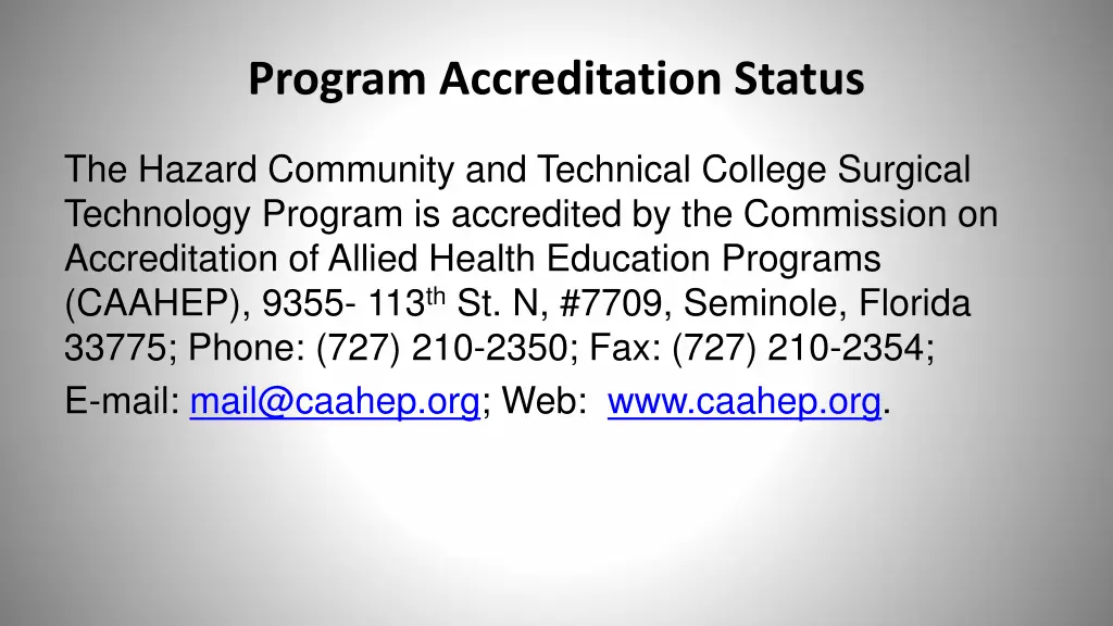 program accreditation status