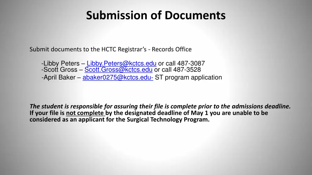 submission of documents