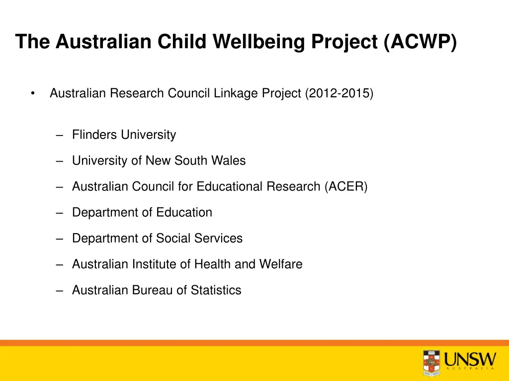 the australian child wellbeing project acwp
