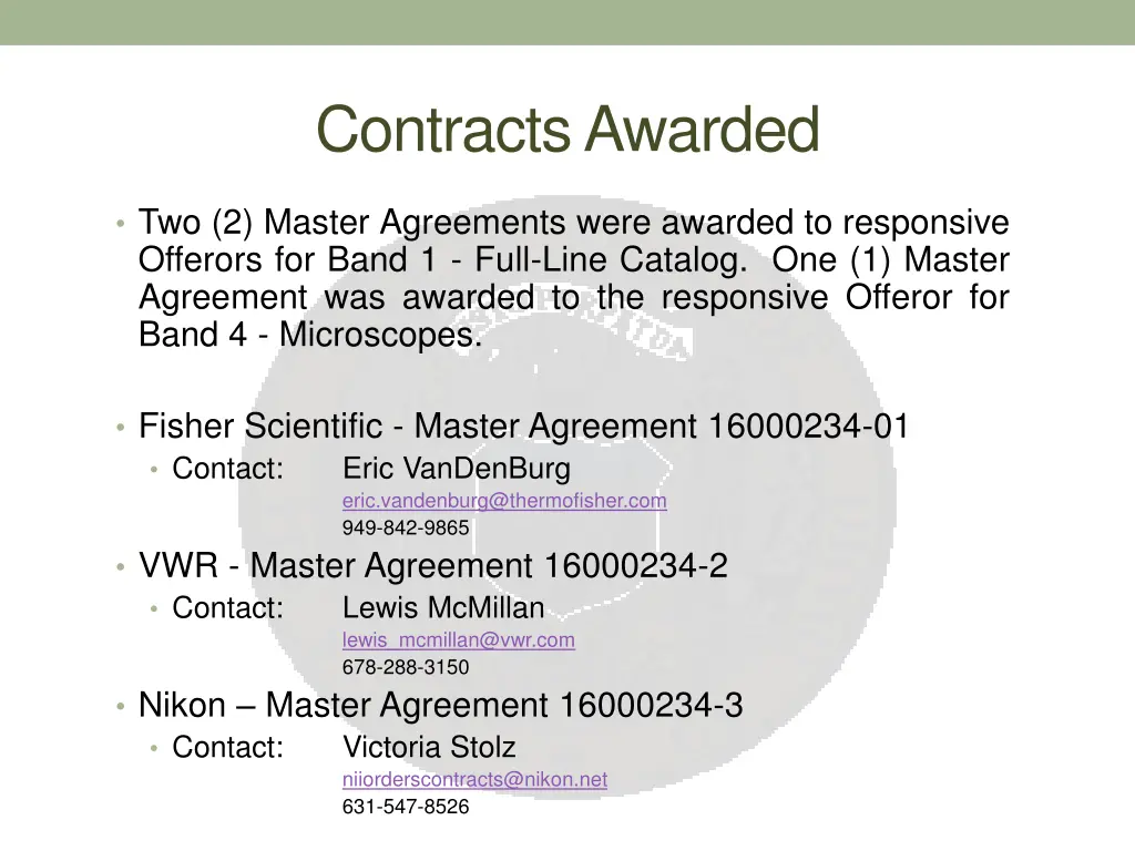 contracts awarded