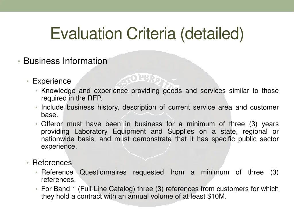 evaluation criteria detailed