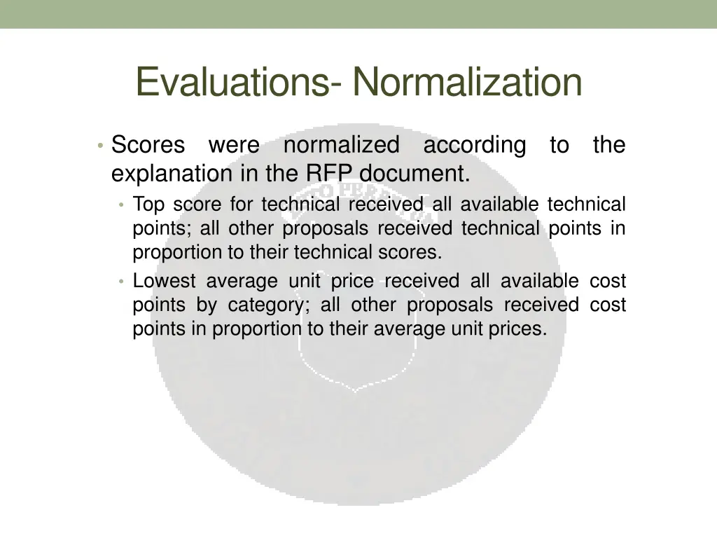 evaluations normalization