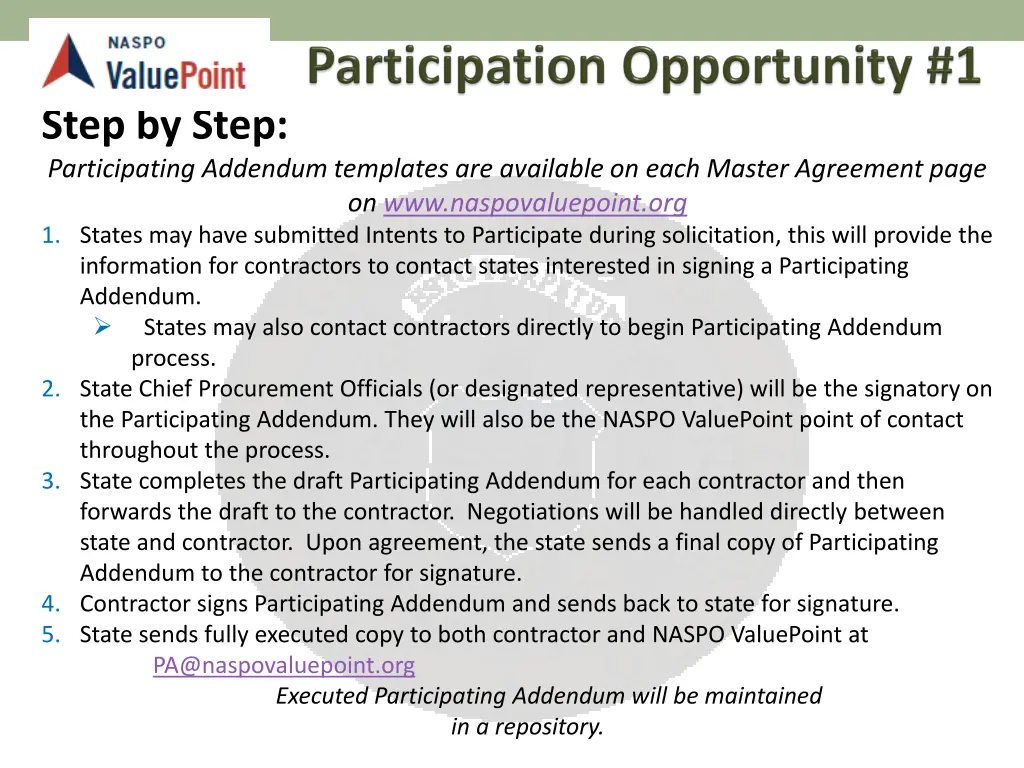 step by step participating addendum templates