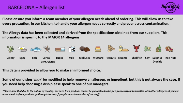 barcelona allergen list