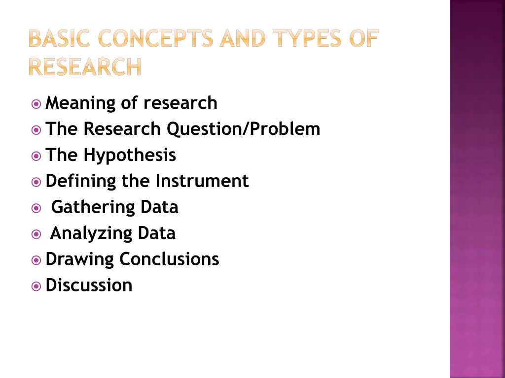 basic concepts and types of research