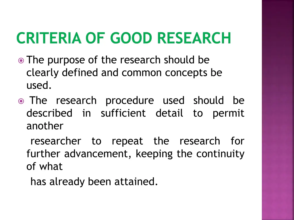 criteria of good research