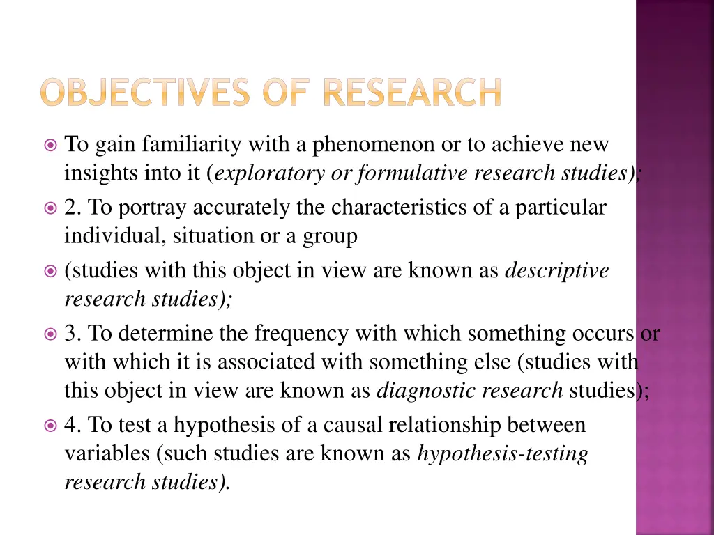 objectives of research