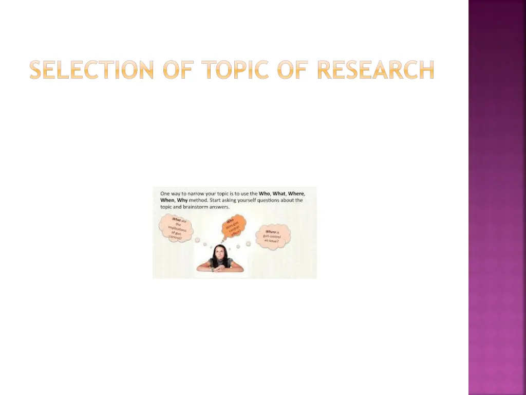 selection of topic of research