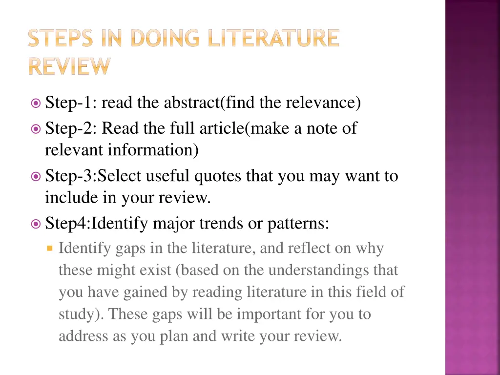 steps in doing literature review