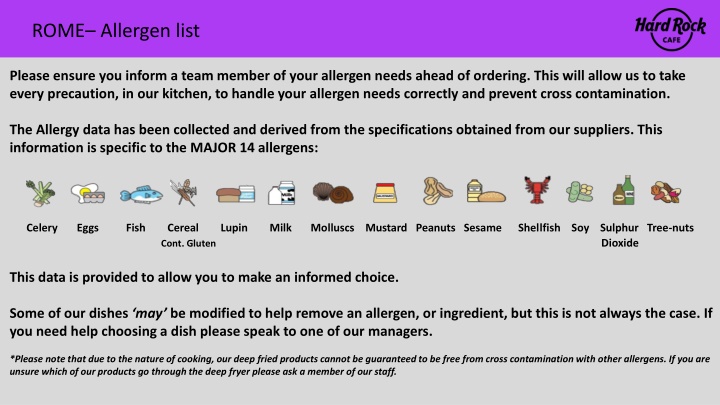 rome allergen list
