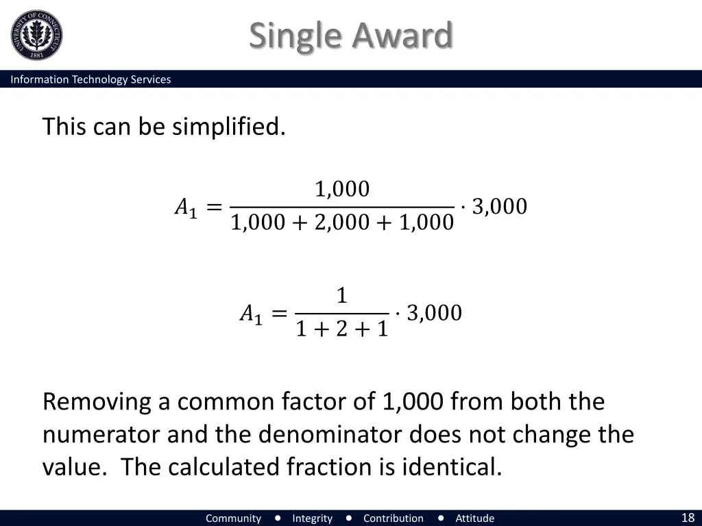 single award 1