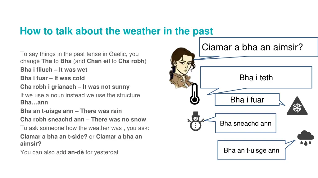 how to talk about the weather in the past