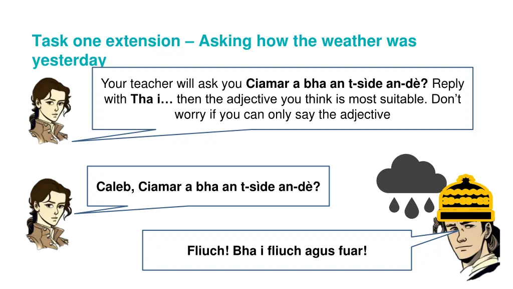 task one extension asking how the weather
