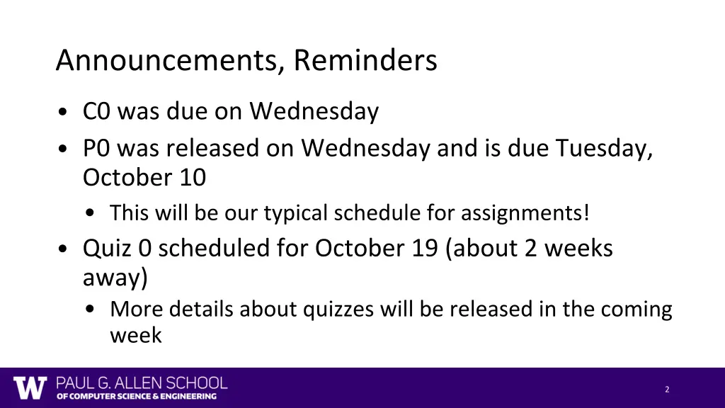 announcements reminders