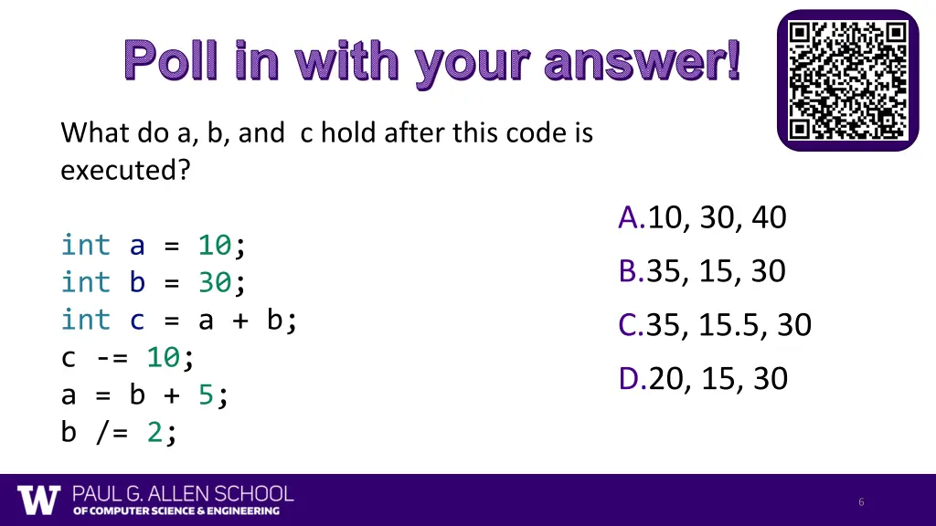 poll in with your answer