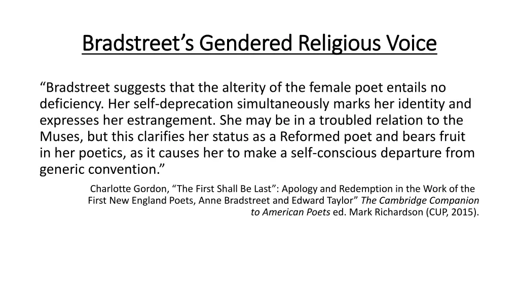 bradstreet s gendered religious voice bradstreet