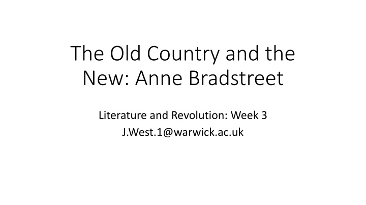 the old country and the new anne bradstreet