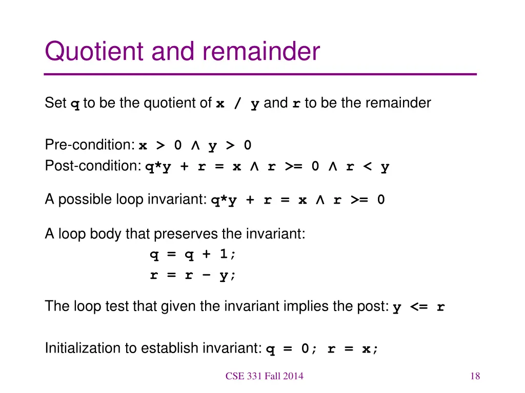 quotient and remainder