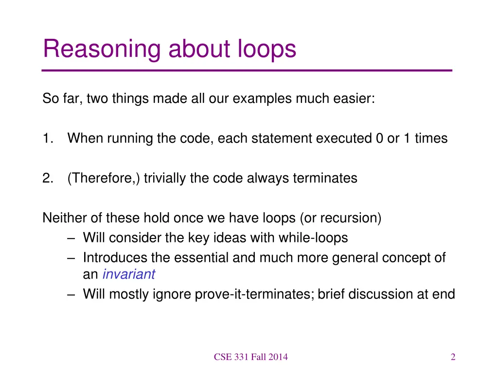 reasoning about loops