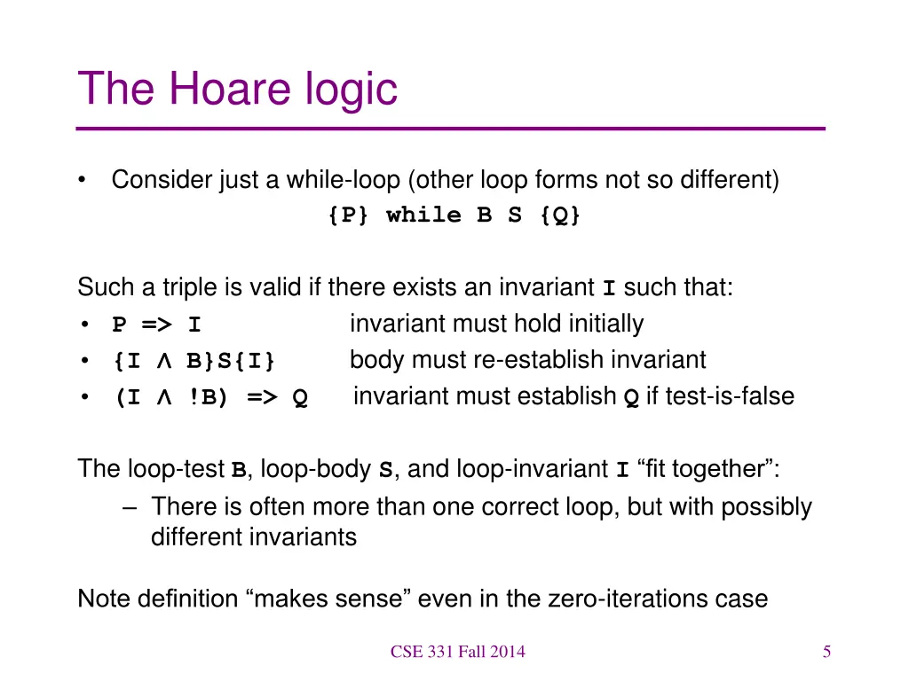 the hoare logic