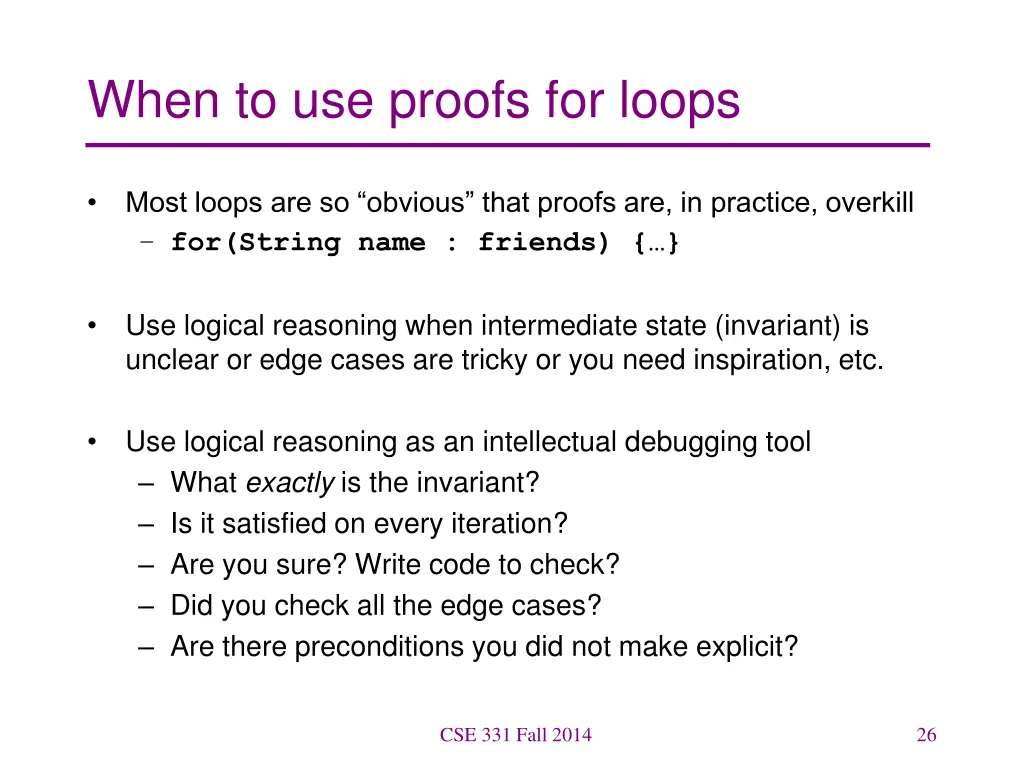 when to use proofs for loops