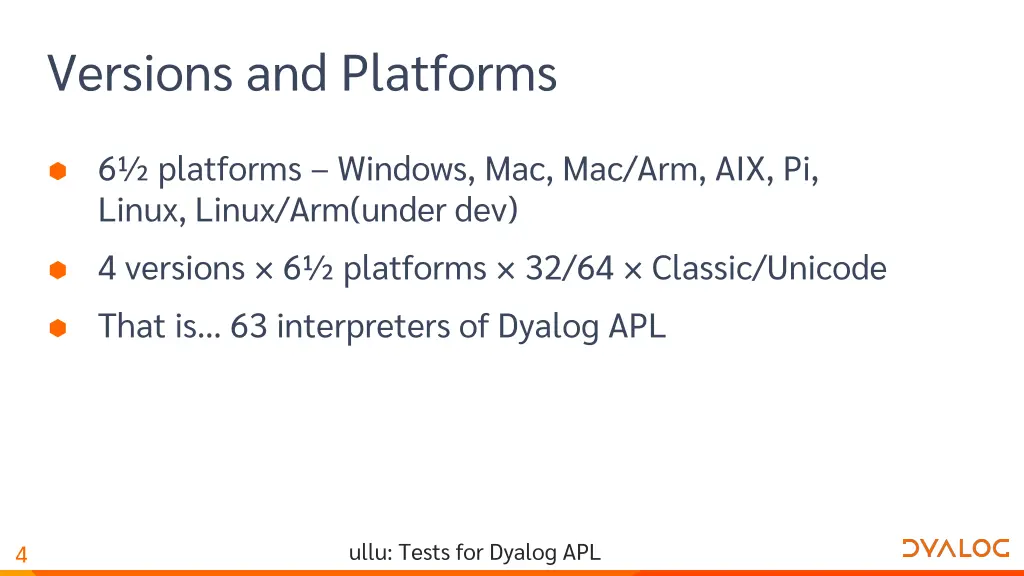 versions and platforms
