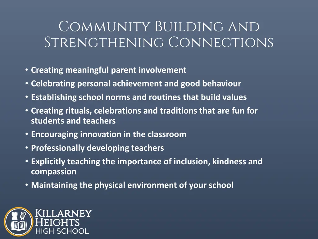 community building and strengthening connections